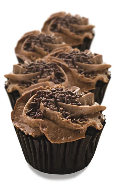Szép friss csokoládé cupcakes - nagyon sekély mélység-ból mező — Stock Fotó