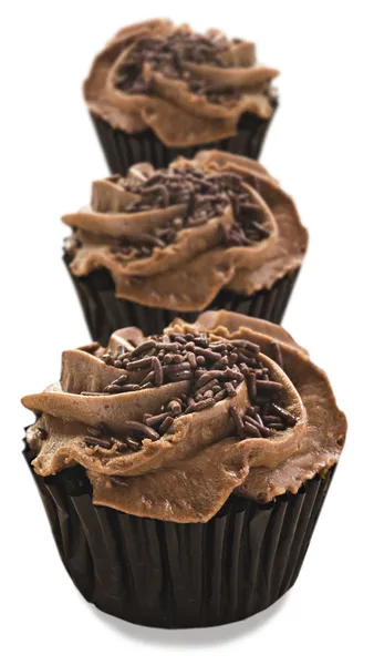 Heerlijke verse chocolade cupcakes - zeer ondiepe scherptediepte — Stockfoto