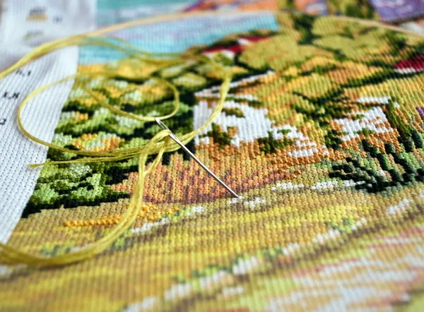 Crosstitch pågår — Stockfoto