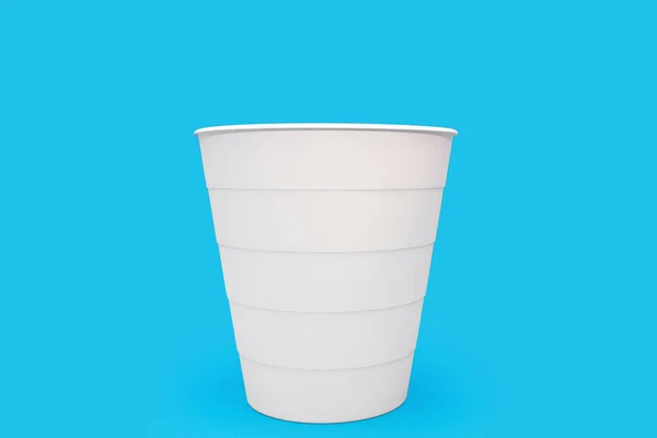 White Bucket Garbage Paper Blue Background White Trash Can Handle — Stock Photo, Image