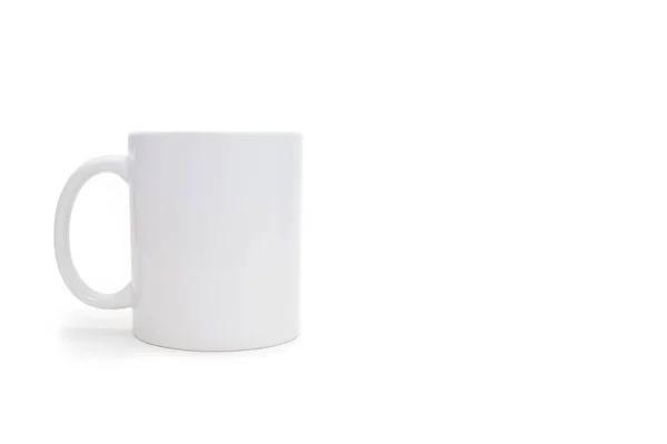 White Mug White Background Free Space Text Large White Cup — стоковое фото