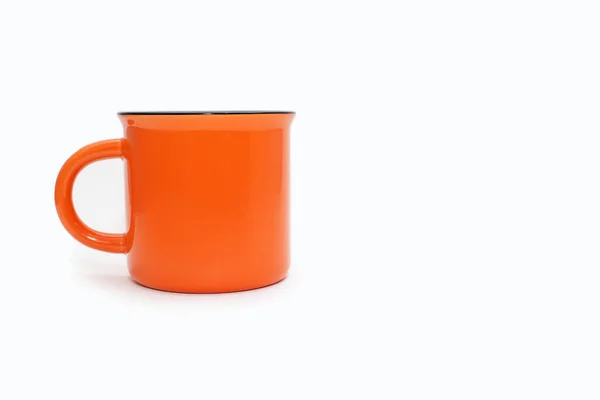 Tasse Orange Sur Fond Blanc Avec Espace Libre Pour Texte — Photo