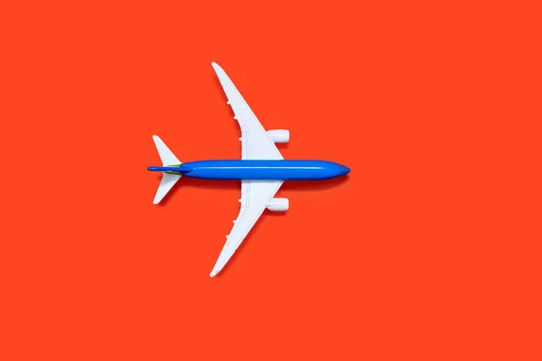 Model Blue White Aircraft Orange Background Tourism Freight Transport Concept — 스톡 사진