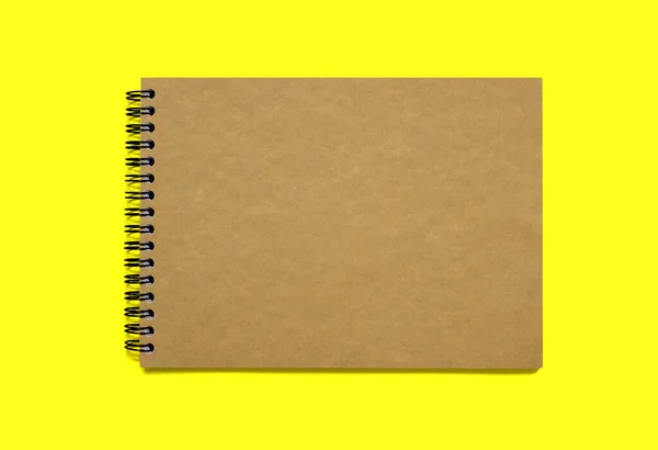 Notebook Made Brown Paper Binding Orange Background Dark Paper Notepad — ストック写真