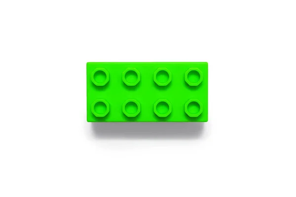 Zelený Plastový Detail Designéra Bílém Pozadí Jeden Detail Konstruktéra Izolované — Stock fotografie