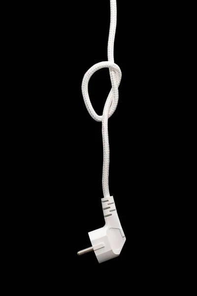 Electric Plug Socket Knot Cable Black Background Concept Inability Get — Stock Photo, Image