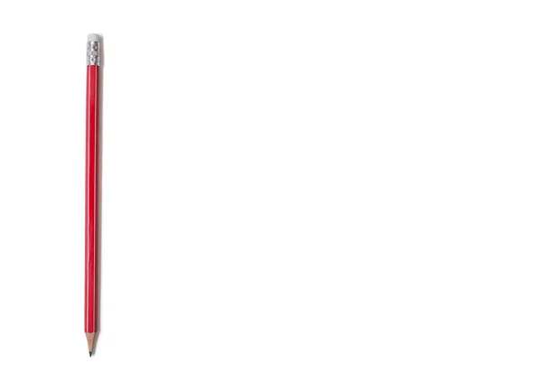 Classic Red Pencil Eraser White Background Free Space Text Concept — Fotografia de Stock