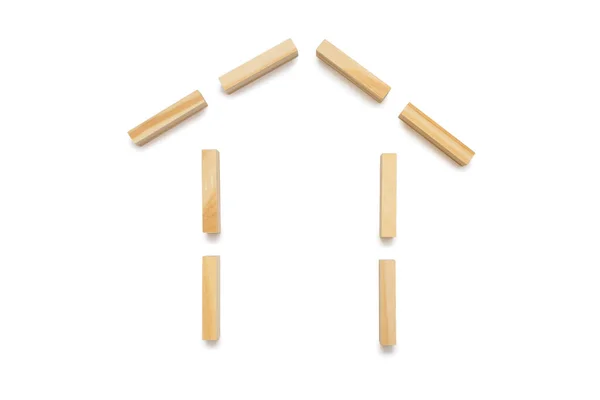 House Shape Wooden Rectangles White Background Concept Building Purchasing Your — ストック写真