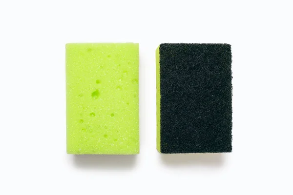 Green Washcloth Rough Washcloth White Background Center Image Means Constant — Foto de Stock