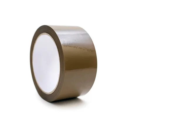 Roll Brown Adhesive Tape White Background Center Image Stationery Item — 图库照片