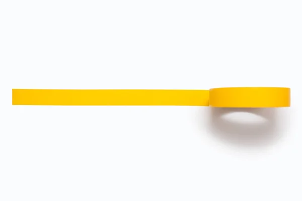 Coil Yellow Electrical Tape Unwound Glued White Background Tool Insulating — Foto Stock