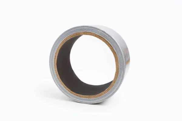 Spool Gray Duct Tape White Background Center Image Adhesive Tape — 图库照片