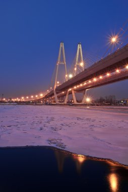 Askılı köprü kışın st. Petersburg neva Nehri