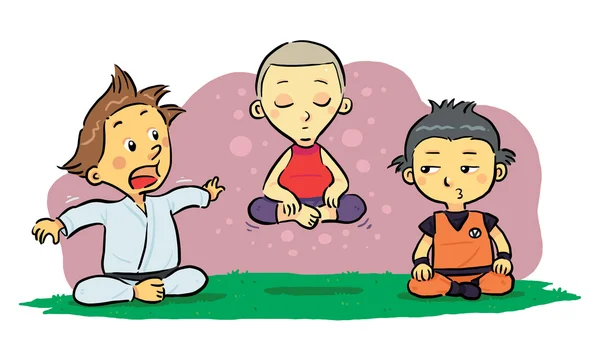 Meditación infantil — Vector de stock