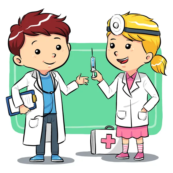 Médicos niños — Vector de stock