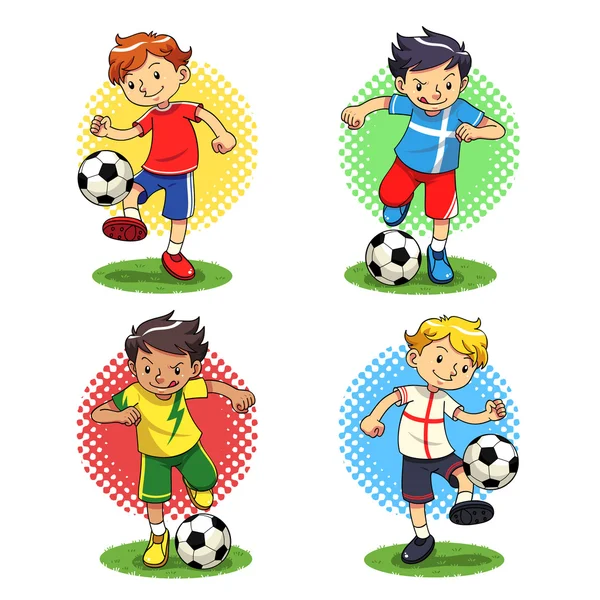 Chicos de fútbol — Vector de stock