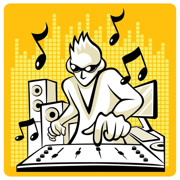 DJ de musique en action . — Image vectorielle