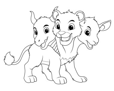 Küçük Kimera Çizgi Film Çizimi BW