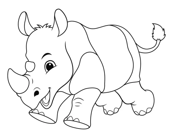 Kleines Nashorn Cartoon Animal Illustration — Stockvektor