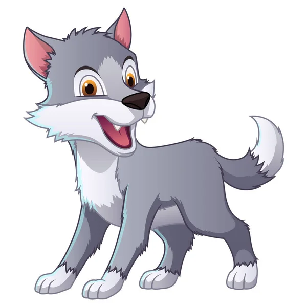 Pequeño Lobo Dibujos Animados Animal Ilustración — Vector de stock