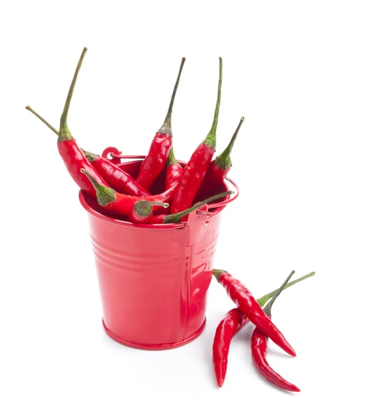 Un secchio pieno di peperoncino rosso — Foto Stock