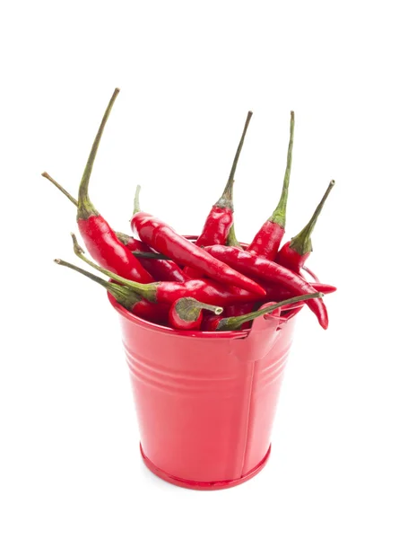 Wiadro pełne czerwona papryka chili — Zdjęcie stockowe