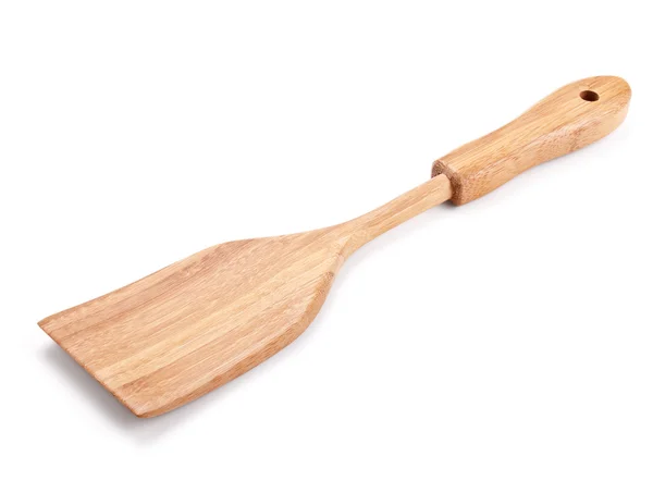 Bambu spatula üzerine beyaz izole — Stok fotoğraf