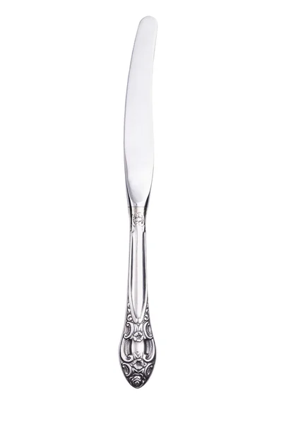 白で隔離されるレトロな銀のナイフ — ストック写真