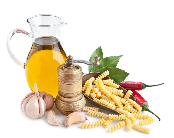 Still life with ingredients for preparing pasta — Stock Photo, Image