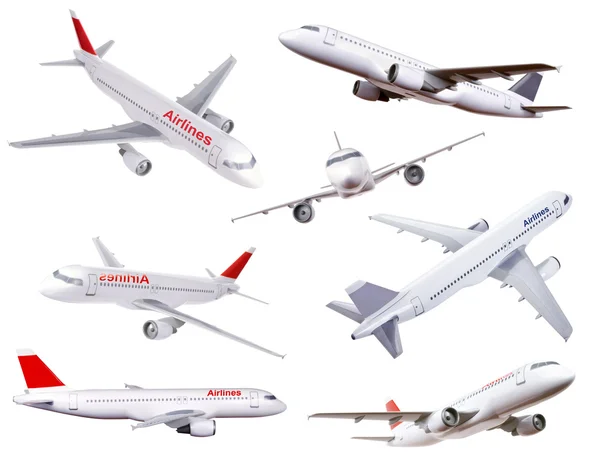 Coleção de fotos de modelo de avião comercial — Fotografia de Stock