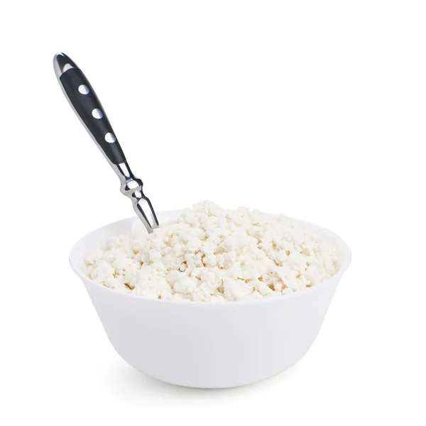 Cottage cheese isolated on white — Stock Photo, Image