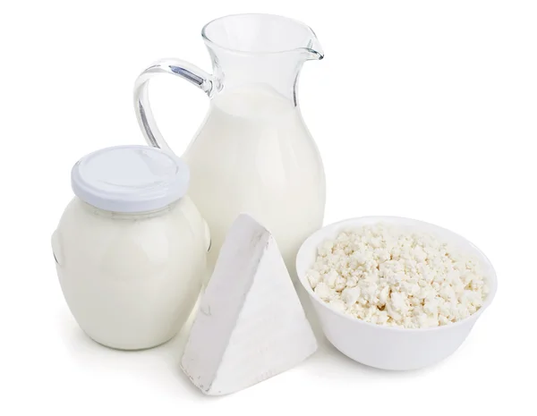 Produse lactate izolate pe alb — Fotografie, imagine de stoc