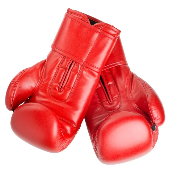 Red leather boxing gloves isolated on white — Stock Photo, Image