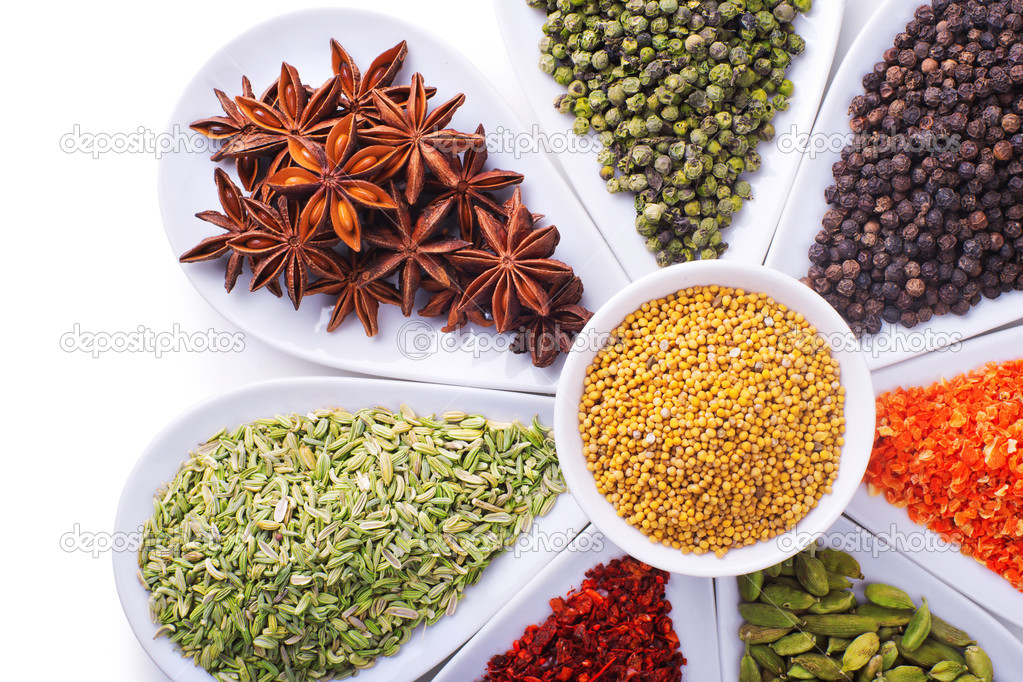 composition of spices over white