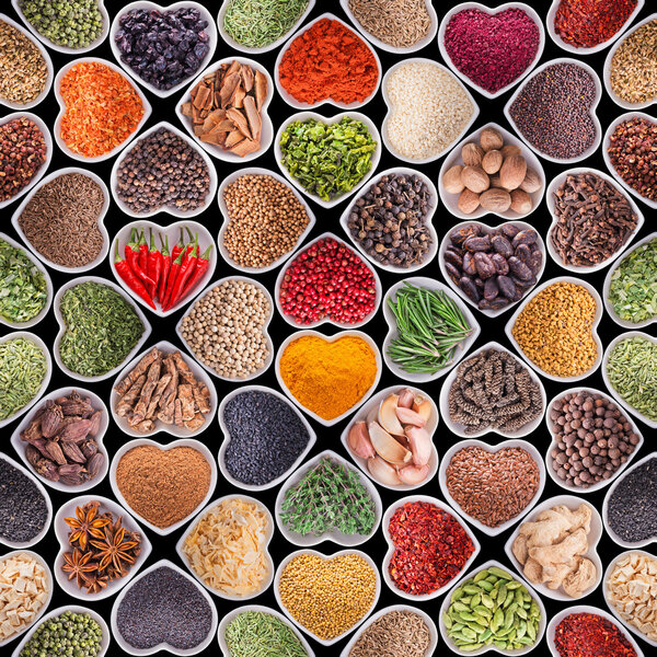 Бесшовная текстура со специями и травами
