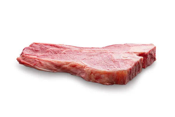 Raw Bone Steak Isolated White Background Deep Focus — 图库照片