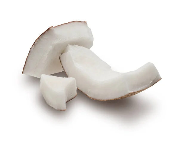 Coconut Pieces Isolated White Background Deep Focus Stock Picture