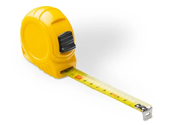 Yellow Tape Measure Isolated White Background Deep Focus — Stock Photo, Image