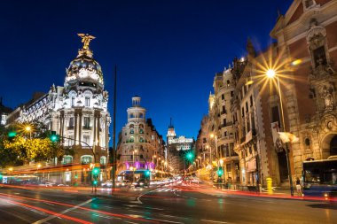 Gran Via in Madrid, Spain, Europe. clipart