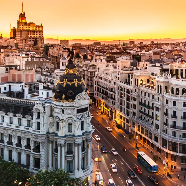 Panoramisch uitzicht op de Gran via — Stockfoto