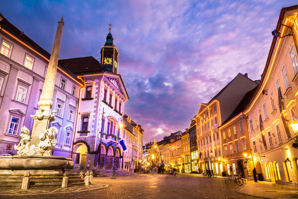 Ljubljana's city center, Slovenia, Europe.