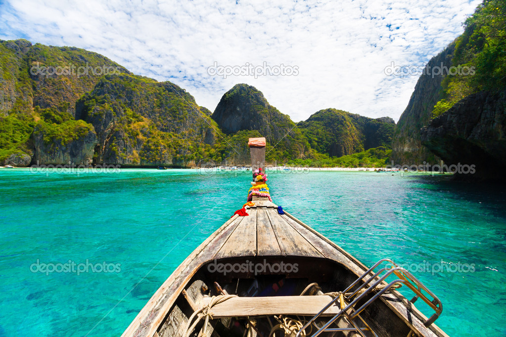 Wooden boat on Phi Phi island.