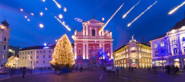 Preseren's square, ljubljana, Slovenya, Avrupa.