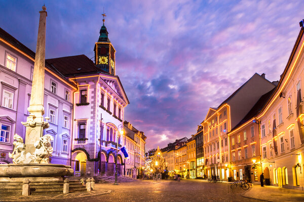Ljubljana's city center, Slovenia, Europe.