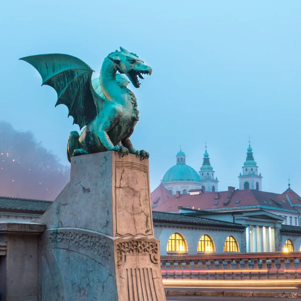 Dragon bridge (Zmajski most), Ljubljana, Slovenia. Royalty Free Stock Images