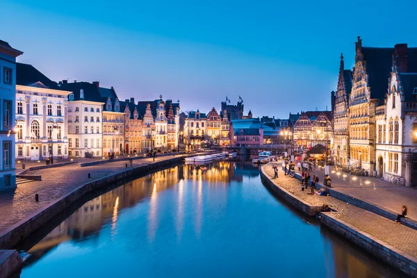 Leie flodbank i Gent, Belgien, Europa. — Stockfoto