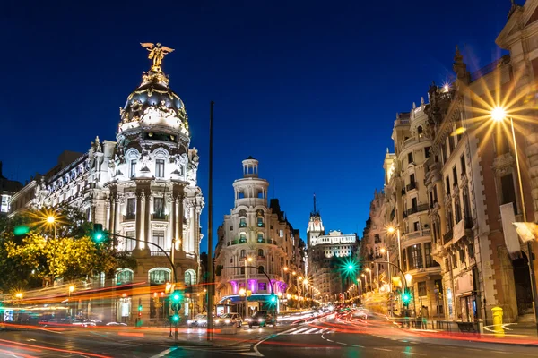 Gran via in madrid, spanien, europa. — Stockfoto