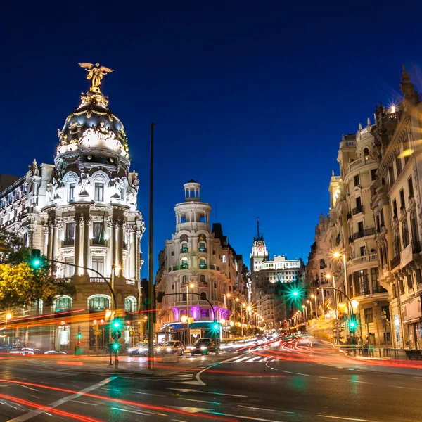 Gran Vía en Madrid, España, Europa . — Foto de Stock