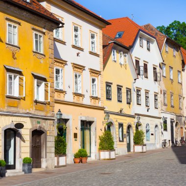 ljubljana, Slovenya, Avrupa'nın eski evleri.