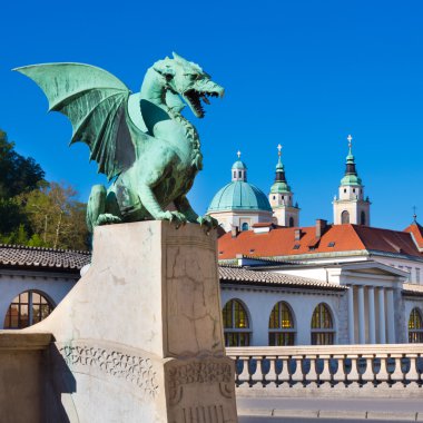 Dragon bridge, Ljubljana, Slovenia, Europe. clipart